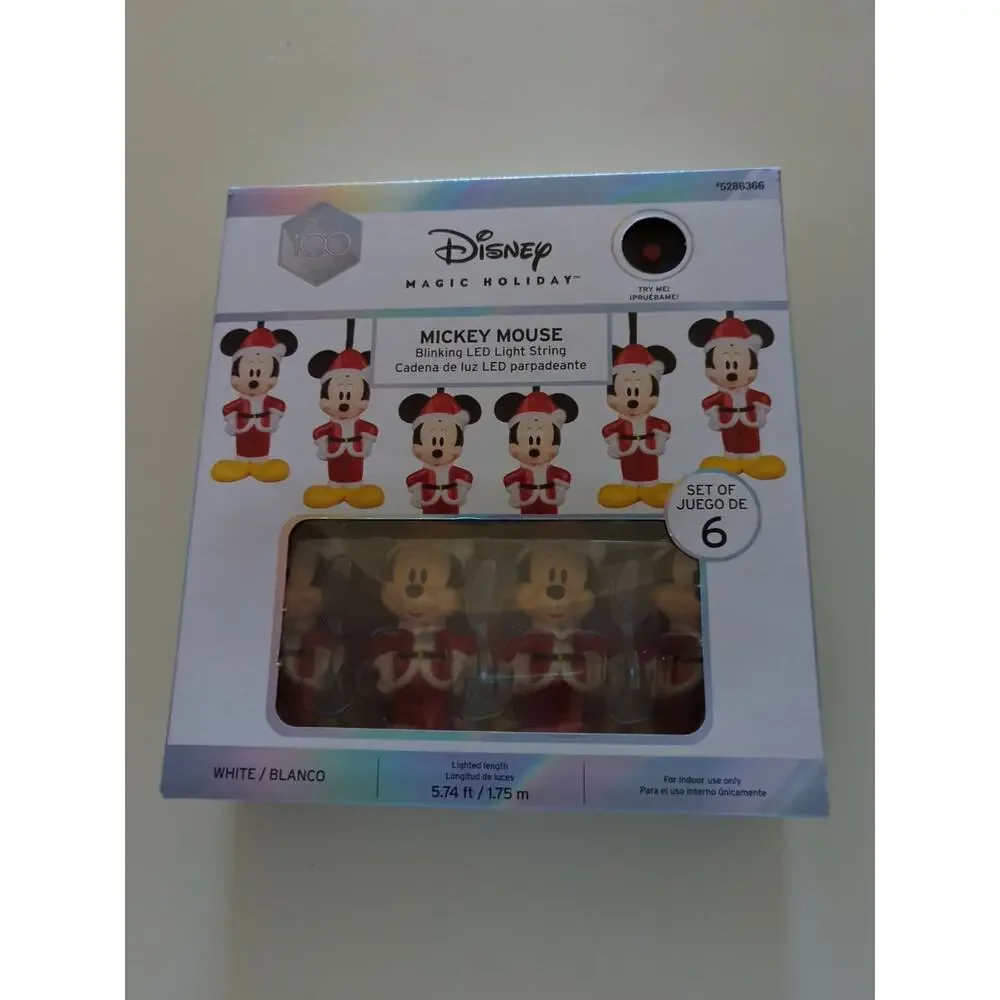 2 Sets, New!! DISNEY MAGIC String Lights MICKEY SANTA Blinking LED!! 100 Years!
